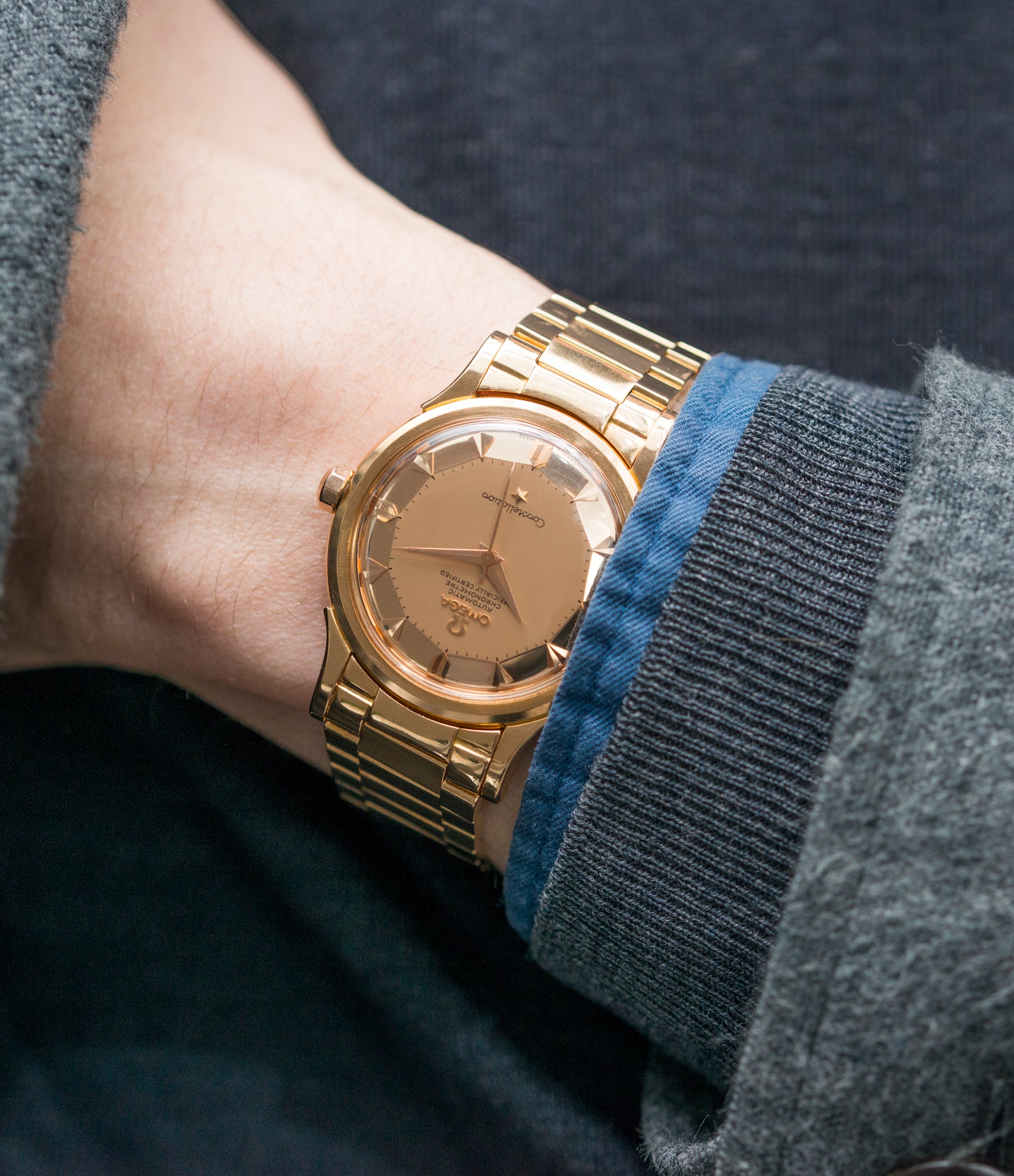 vintage gold omega automatic watch