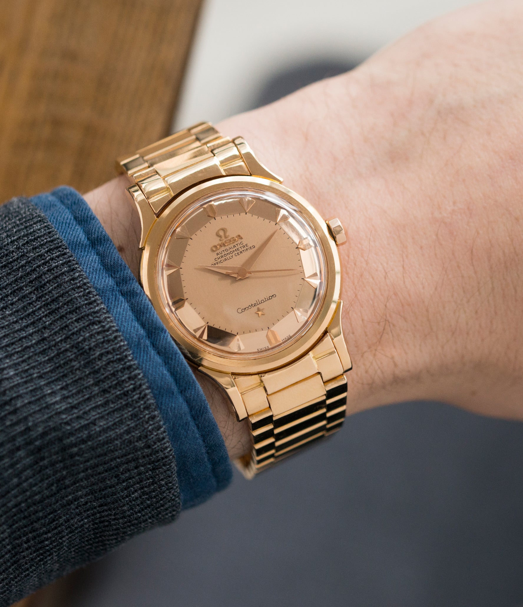 omega constellation mens gold