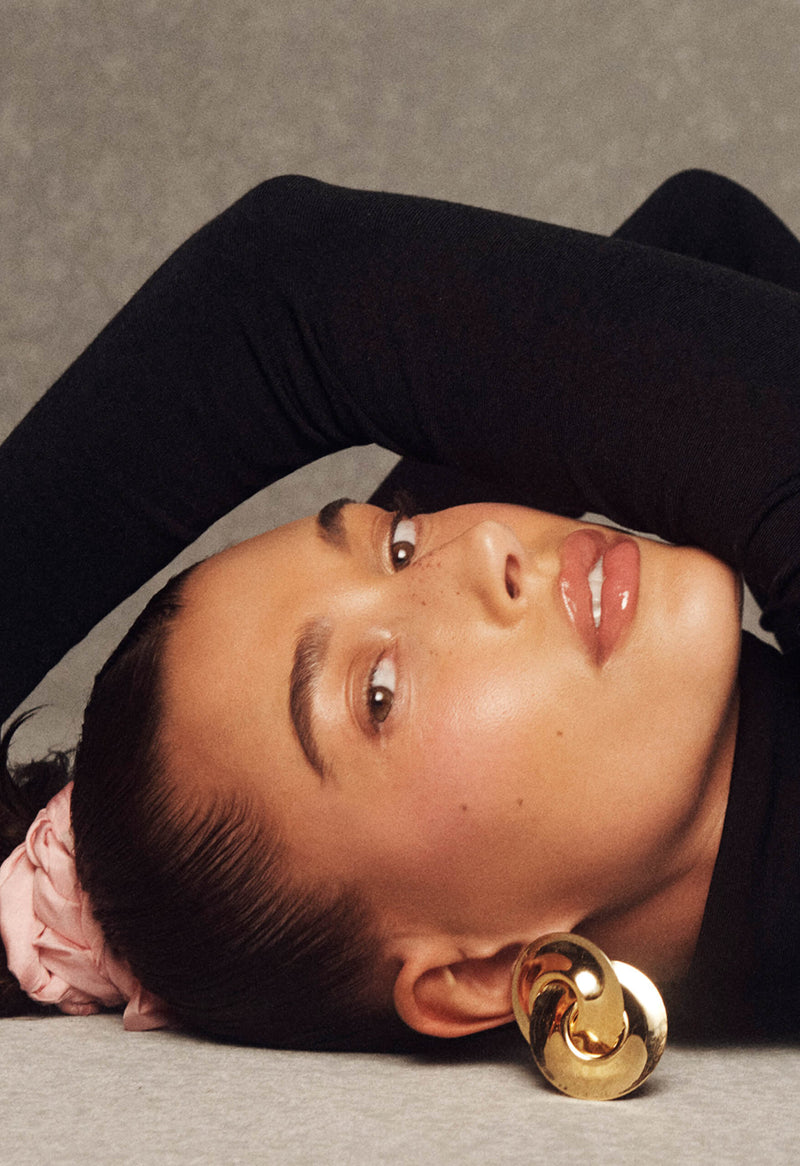 Hailey wears peptide lip tint - ribbon