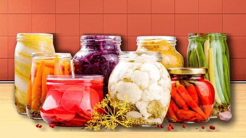 Probiotics are naturally occurring in fermented foods like sauerkraut, tempeh, kimchi, and pickled veggies.