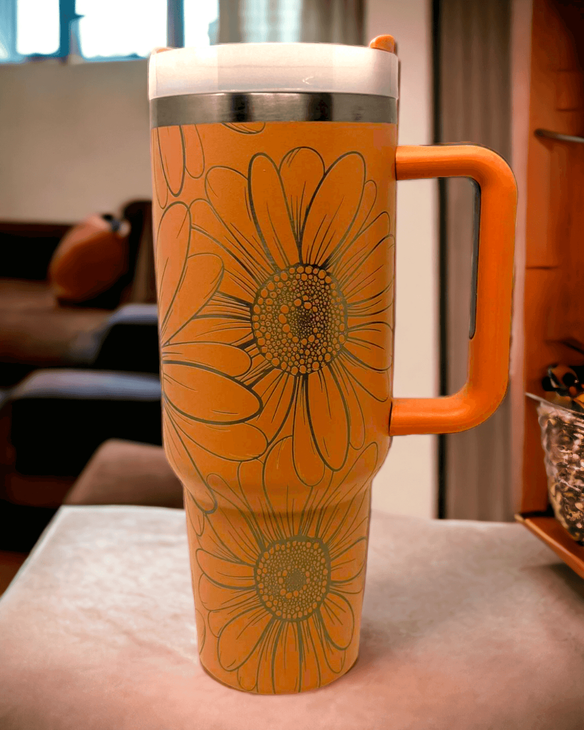 40oz Stanley Dupe or Simple Modern Dupe Handle Tumbler, Highland Cow and  Sunflowers Serenity Tumbler, Baby Cows, Highland Cow, Sunflower 