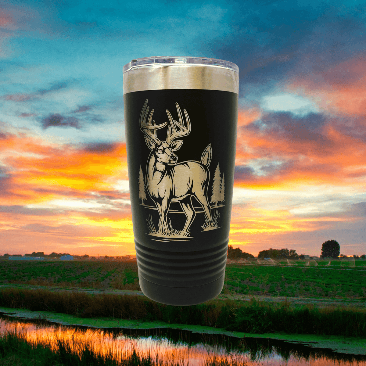 MULE DEER BLACK 20 Oz YETI TUMBLER