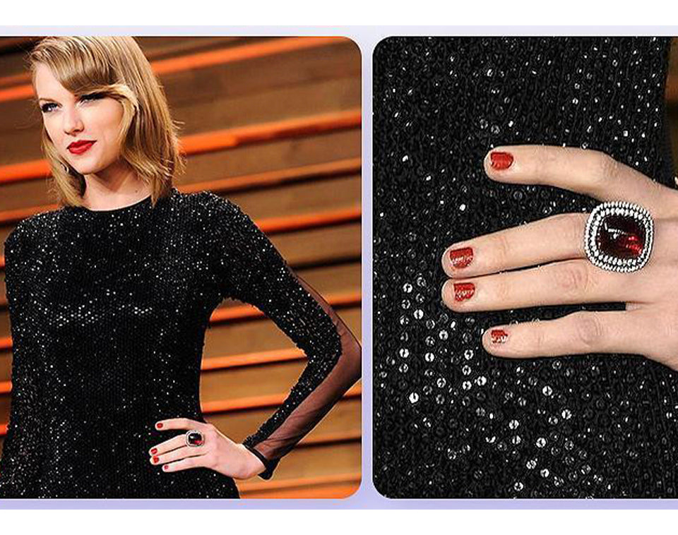 Taylor swift wearing ruby ring