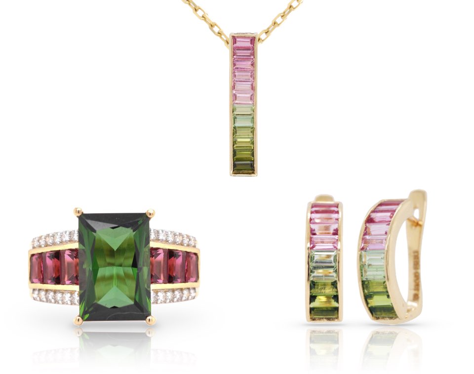 ensemble de bijoux tourmaline bicolore