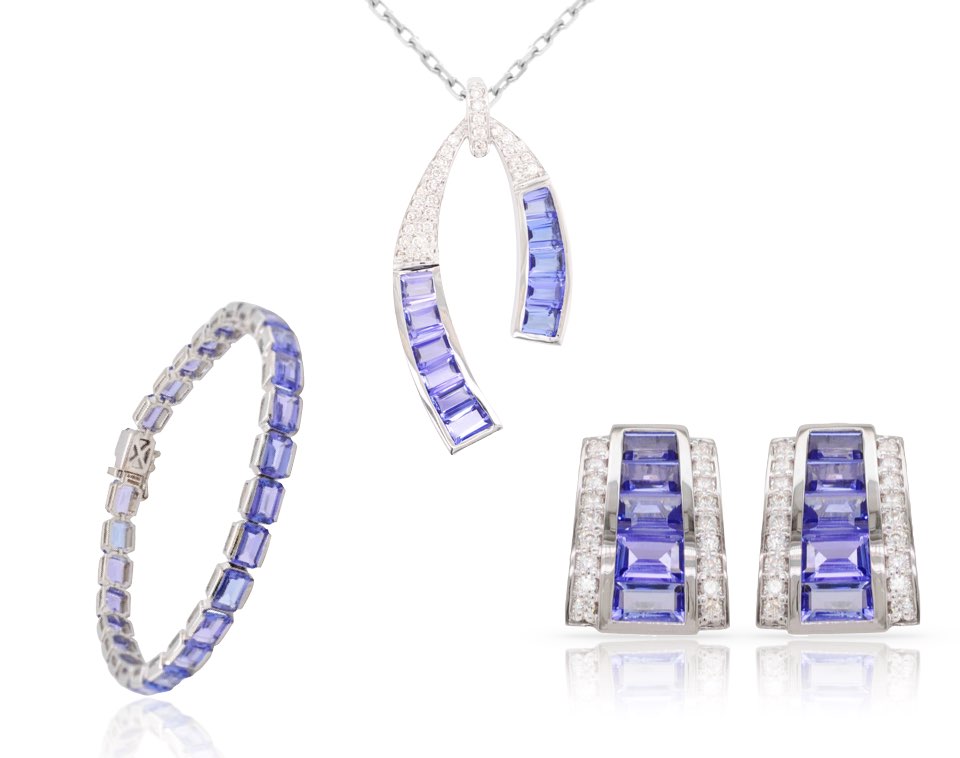 ensemble de bijoux en tanzanite