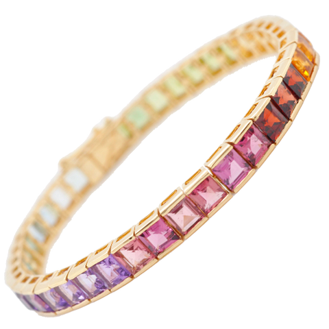 multicolor gemstone tennis bracelet