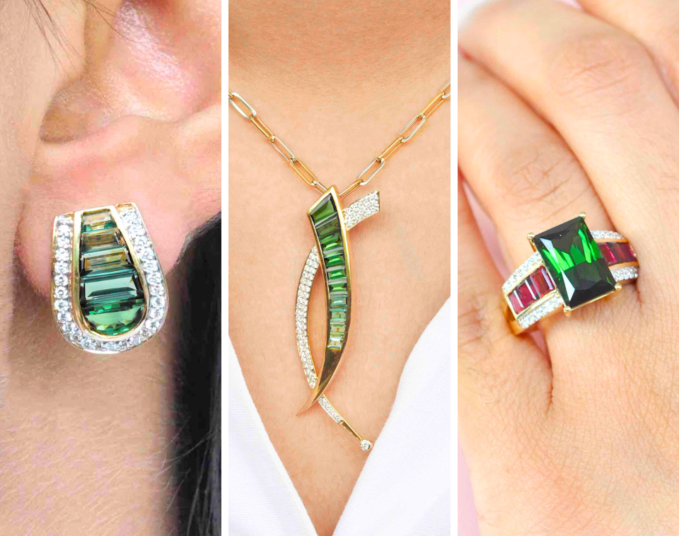 green tourmaline jewelry collection