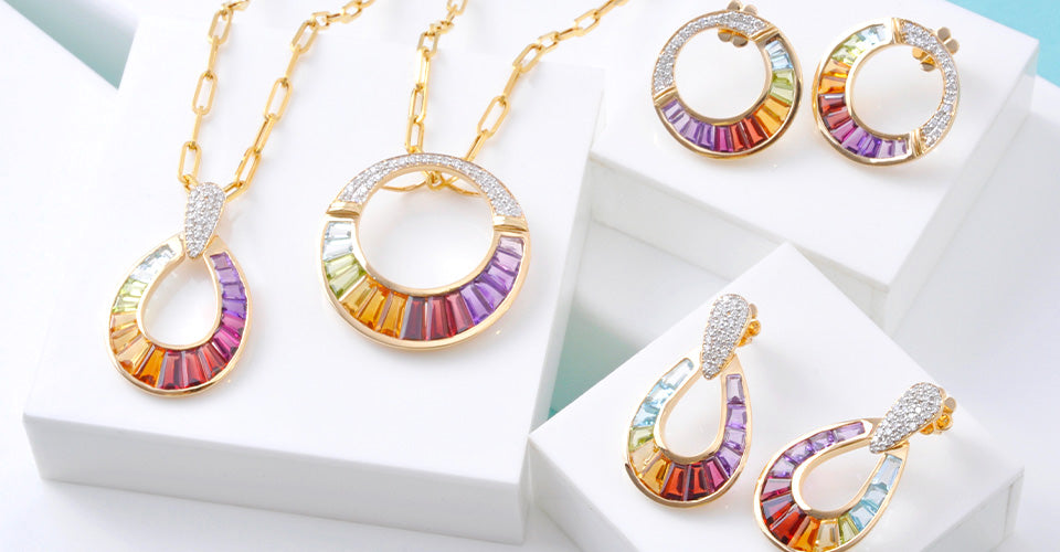 multicolor rainbow jewelry collection