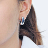 18K Gold Blue Sapphire Baguette Earrings