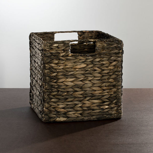 Grey Round Woven Storage Baskets with Lid- 4 Pc.