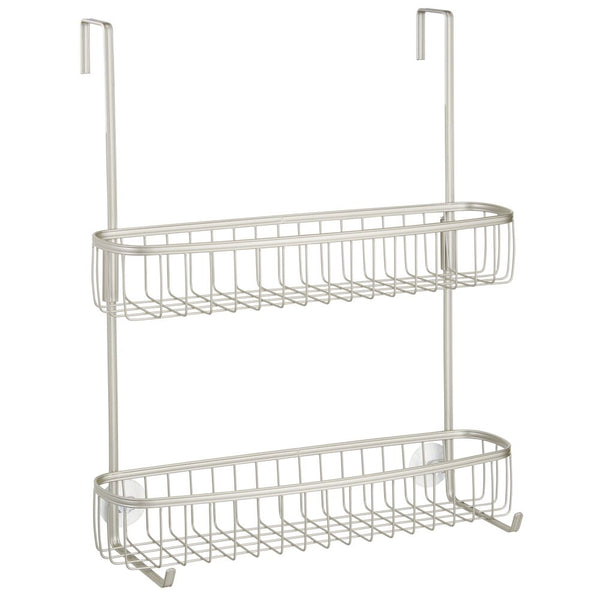 mDesign Modern Over the Door Metal Bathroom Tub/Shower Caddy