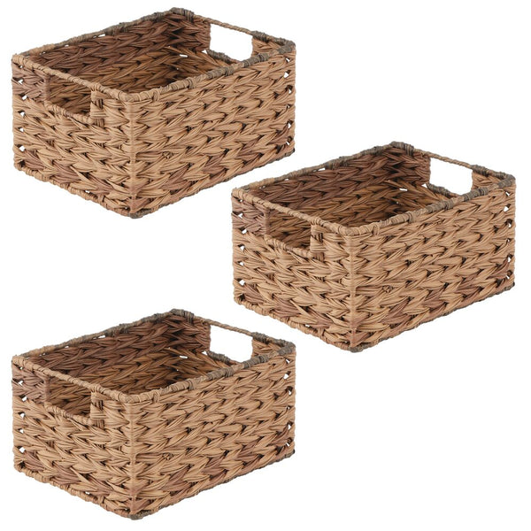 Wicker Divided Storage Basket Organization Rectangular Tray - MyKitchenFirst