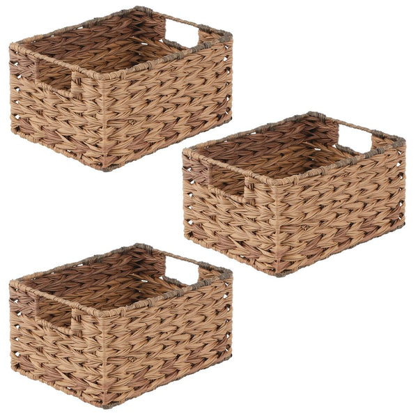  Jinei 12 Pieces Wicker Storage Basket 12 x 12 x 12 Inch  Handwoven Water Hyacinth Storage Baskets Cube Storage Bin with Handles  Woven Baskets Laundry Bins for Cube Organizer Shelves Bedroom