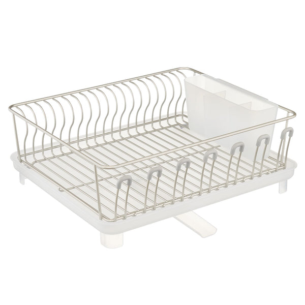 mDesign Alloy Steel Sink Dish Drying Rack Holder with Swivel Spout