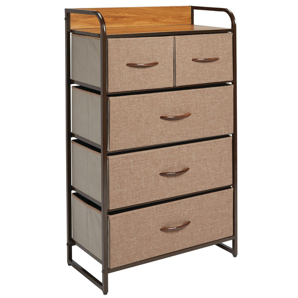 4 Drawer Dresser Tall Wide Storage Organizer Unit w/ Wooden Top