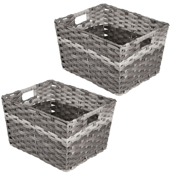  Jinei 12 Pieces Wicker Storage Basket 12 x 12 x 12 Inch  Handwoven Water Hyacinth Storage Baskets Cube Storage Bin with Handles  Woven Baskets Laundry Bins for Cube Organizer Shelves Bedroom