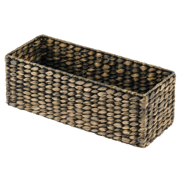 2 Pack Wall Mounted Hyacinth Storage Baskets with Hooks for Bathroom,  Laundry Room, Nursery (15 x 6 x 6 Inches)