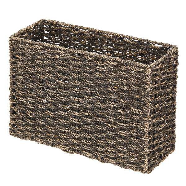 Toilet Paper Storage Basket with 3 Section,Toilet Paper Holder with Storage,Woven  Plastic Wicker Basket with Divider for Organizing, Rustic Farmhouse Bathroom  Decor, Countertop Organizer Storage Grey