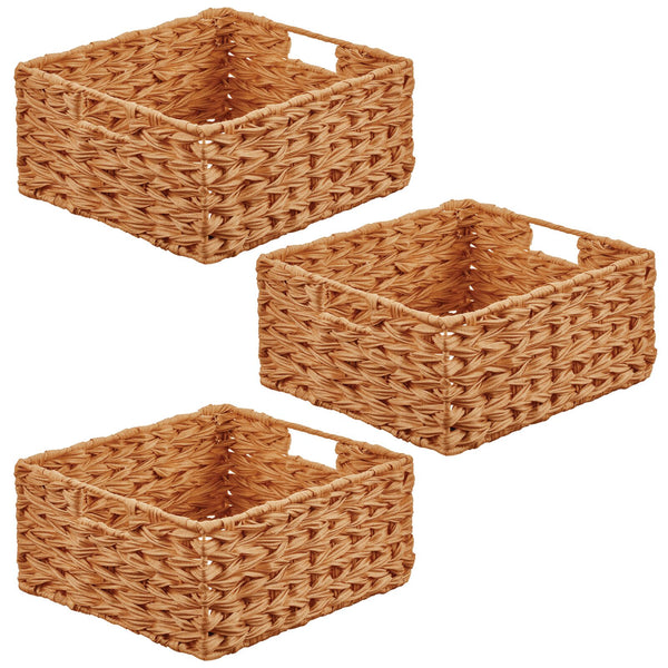 Blush Large Plastic Weave Basket, 13 x 11 Inches, Mardel