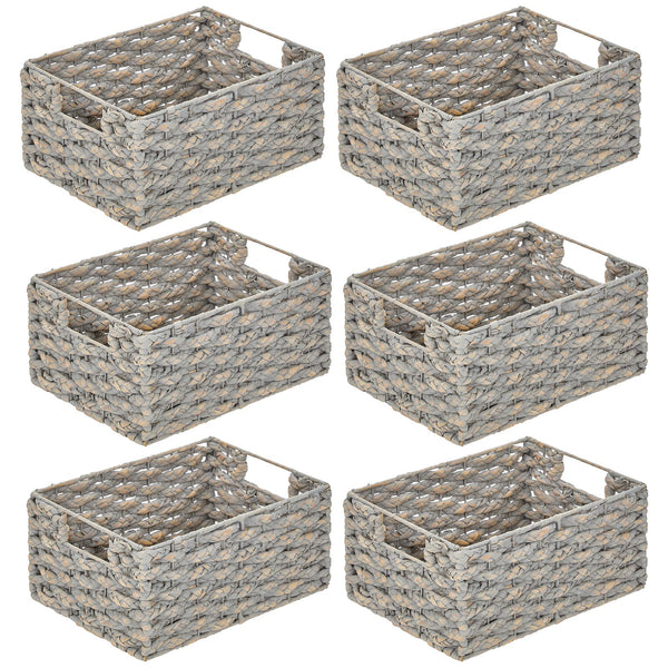  Jinei 12 Pieces Wicker Storage Basket 12 x 12 x 12 Inch  Handwoven Water Hyacinth Storage Baskets Cube Storage Bin with Handles  Woven Baskets Laundry Bins for Cube Organizer Shelves Bedroom