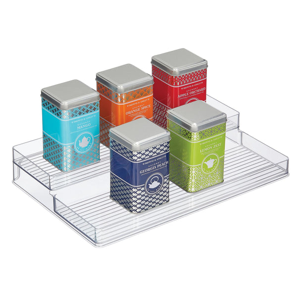 mDesign Plastic Expandable 3-Tier Shelf for Medicine, Vitamins