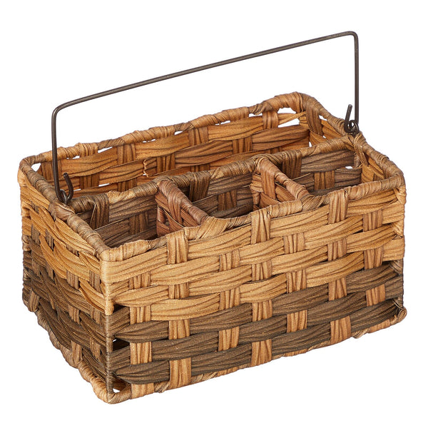 YRMT Wooden Baskets Shallow Wood Storage Basket Crate with Handles  Decorative Storage Bins Organizer Rustic Farmhouse Countertop Basket for