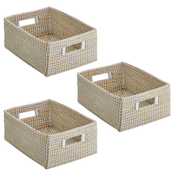 Blush Large Plastic Weave Basket, 13 x 11 Inches, Mardel