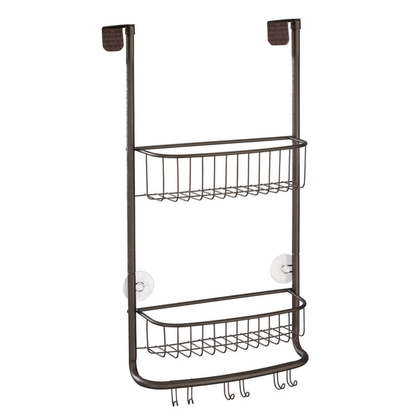 KeFanta Shower Caddy Over Shower Head, Silver Hanging Organizer, Storage Rack with Hooks for Razor, Bathroom Shampoo Holder