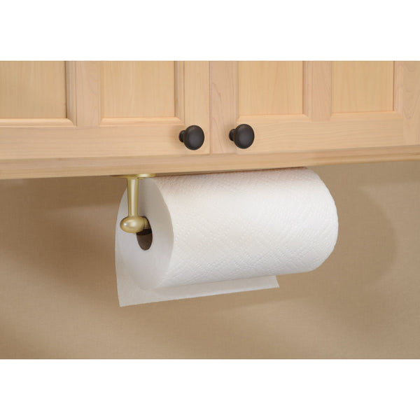 mDesign Paper Towel Holder for Kitchen - Wall Mount/Under Cabinet, Brushed