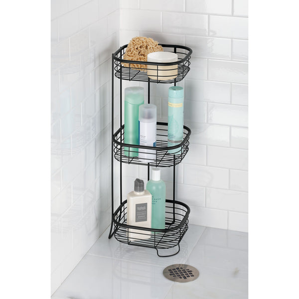 iDesign Everett Metal Standing Shower Caddy 3-Tier Bath Shelf Baskets for