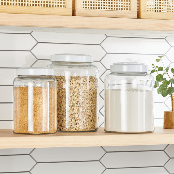 HB Design Co. Airtight Cookie Jar - 6'W x 8'H Matte White Ceramic Cookie Jars for Kitchen Counter - Large Cookie Jar with Airtight Lids - Farmhouse Co