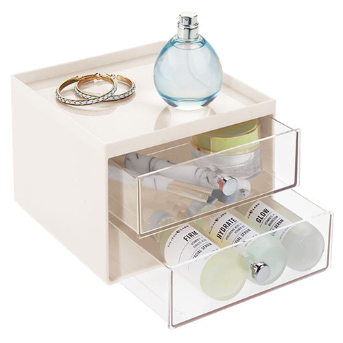 Cream Storage Box with 2 Clear Drawers Holding Makeup Beauty Products