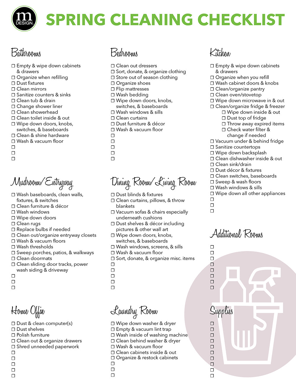 Printable Spring Cleaning Checklist for Every Room in the House