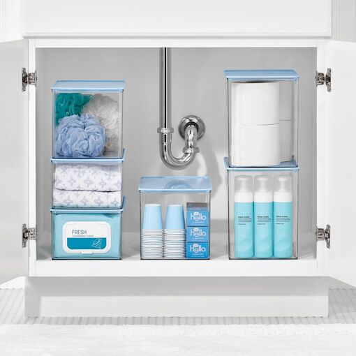 Undersink Bathroom Storage Pictured: Iris Connecting Storage Bins