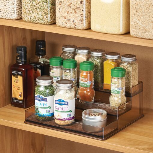 mDesign Plastic Bathroom Storage Organizer Shelf for Cabinet, Vanity, Countertop - Holds Vitamins, Supplements, Medicine Bottles