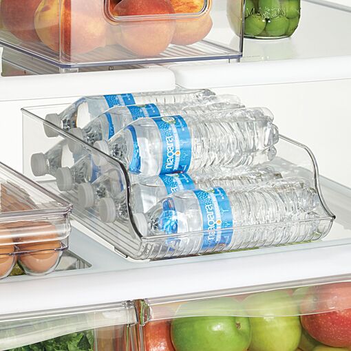 Plastic Water Bottle Organizer, 2 Pack Stackable Bottle Holder Storage Rack  For Cabinet, Kitchen Countertop, Pantry Organization, Fridge, Free-standin