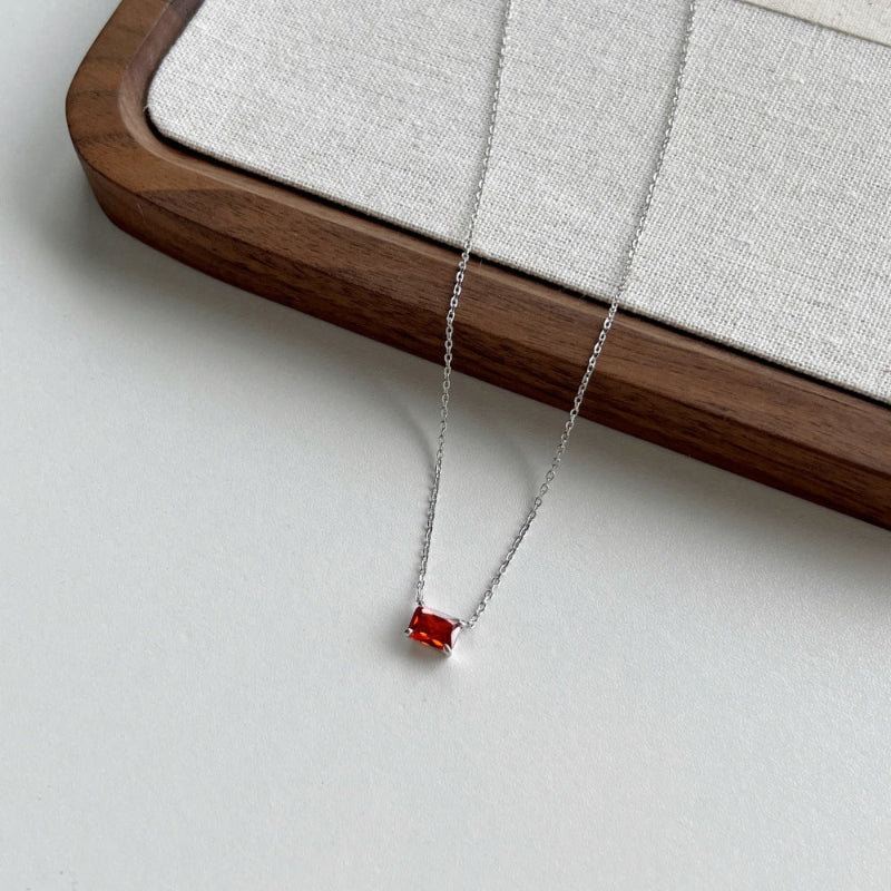 Ruby Emerald Square Pendant For Women