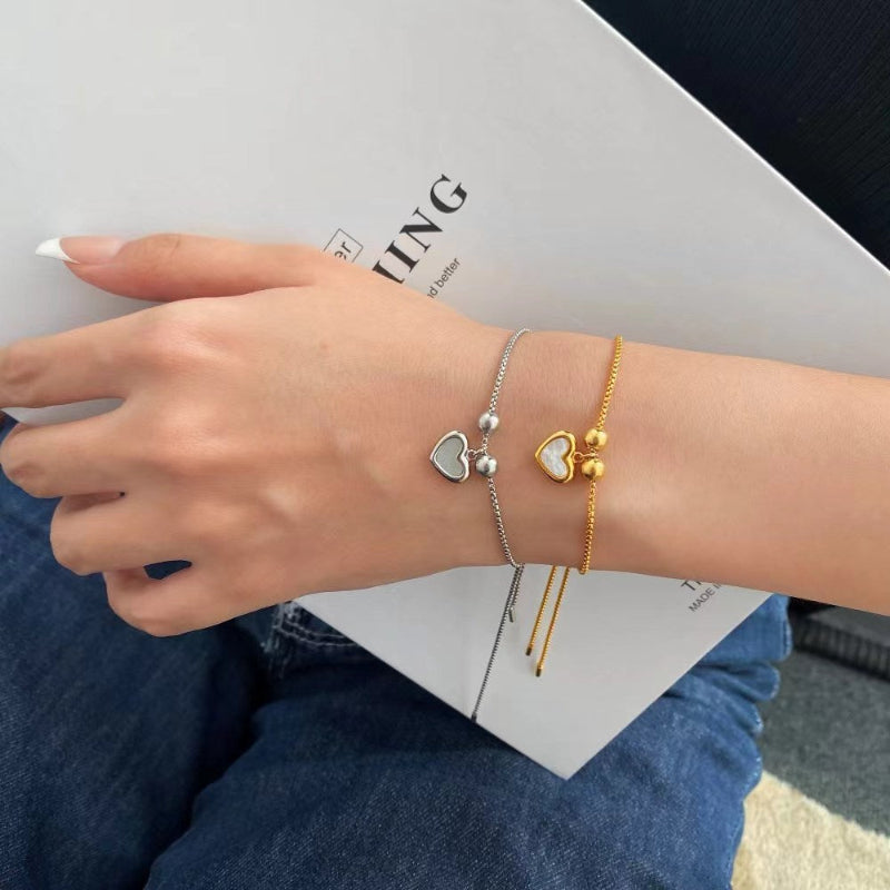 silver shell heart bracelet