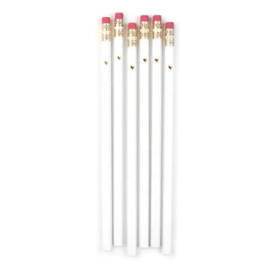 Gold Heart Full Length Pencils | White - Heartfelt Gift Box