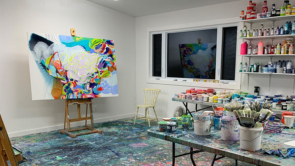 The studio of Claire Desjardins, Canadian abstract artist