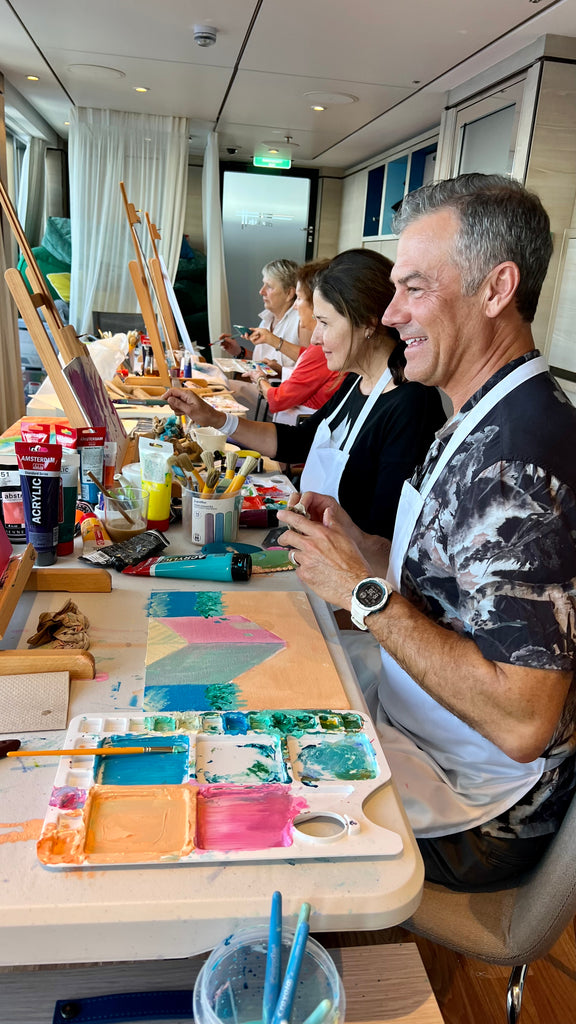 Painting workshop with artist Claire Desjardins and Ritz-Carlton Yacht Collection.