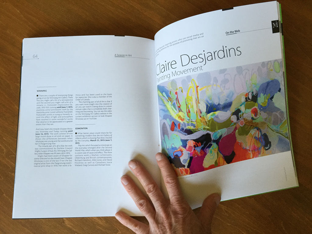 Abstract artist, Claire Desjardins, featured in art magazine.