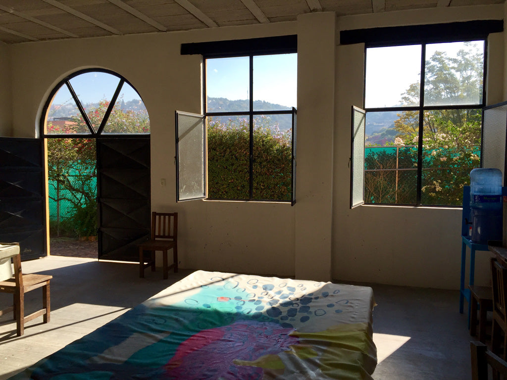 Abstract artist, Claire Desjardins' painting studio, in San Miguel de Allende, Mexico.