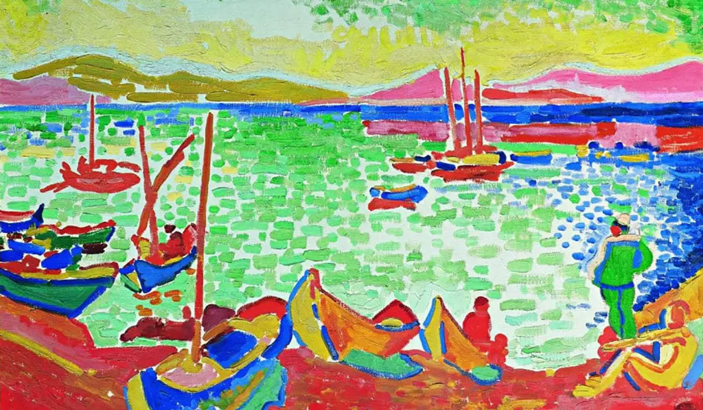 "Bateaux dans le port" painting by André Derain