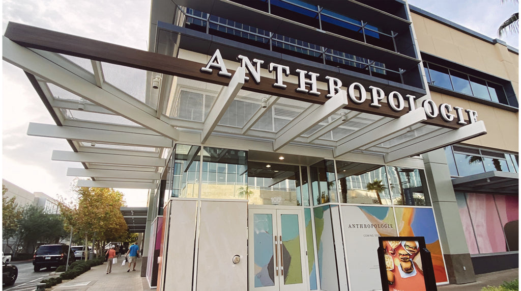 Anthropologie store: window barricade designed by abstract artist, Claire Desjardins.