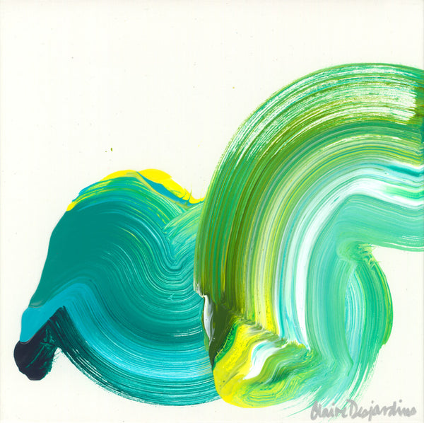 Green abstract painting by artist Claire Desjardins