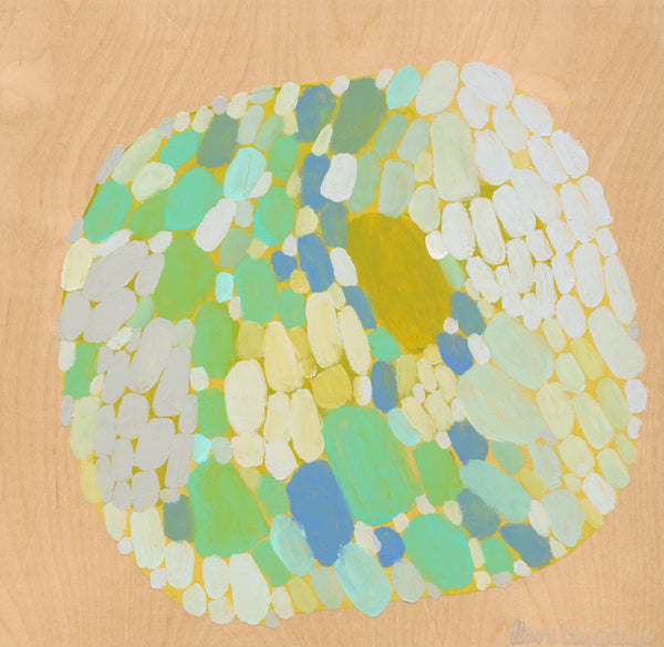 Green abstract painting by artist Claire Desjardins