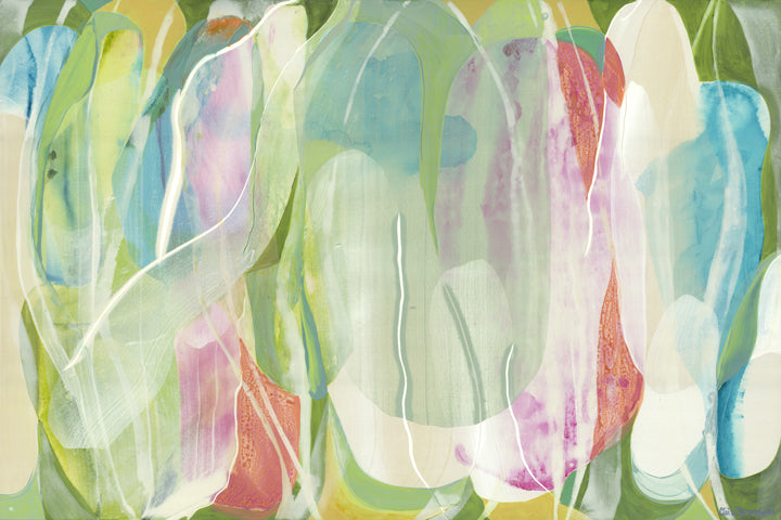 Green abstract painting by artist Claire Desjardins
