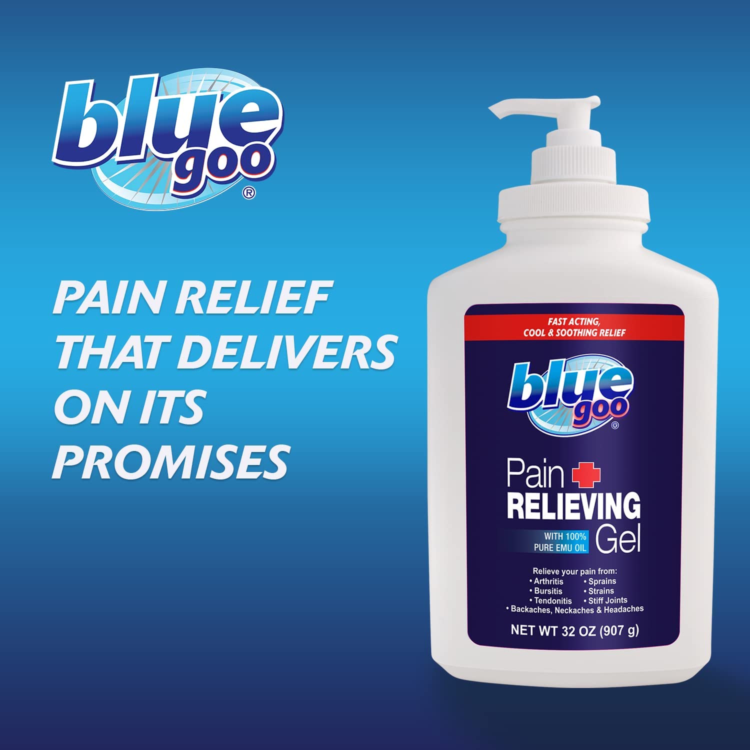 Blue Goo Pain Relieving Cream - for Back/Neck Pain, Sports-Related  Muscle/Joint Pain, Sprains, Strains, Maximum Strength, Deep Heating Rub,  Made w/