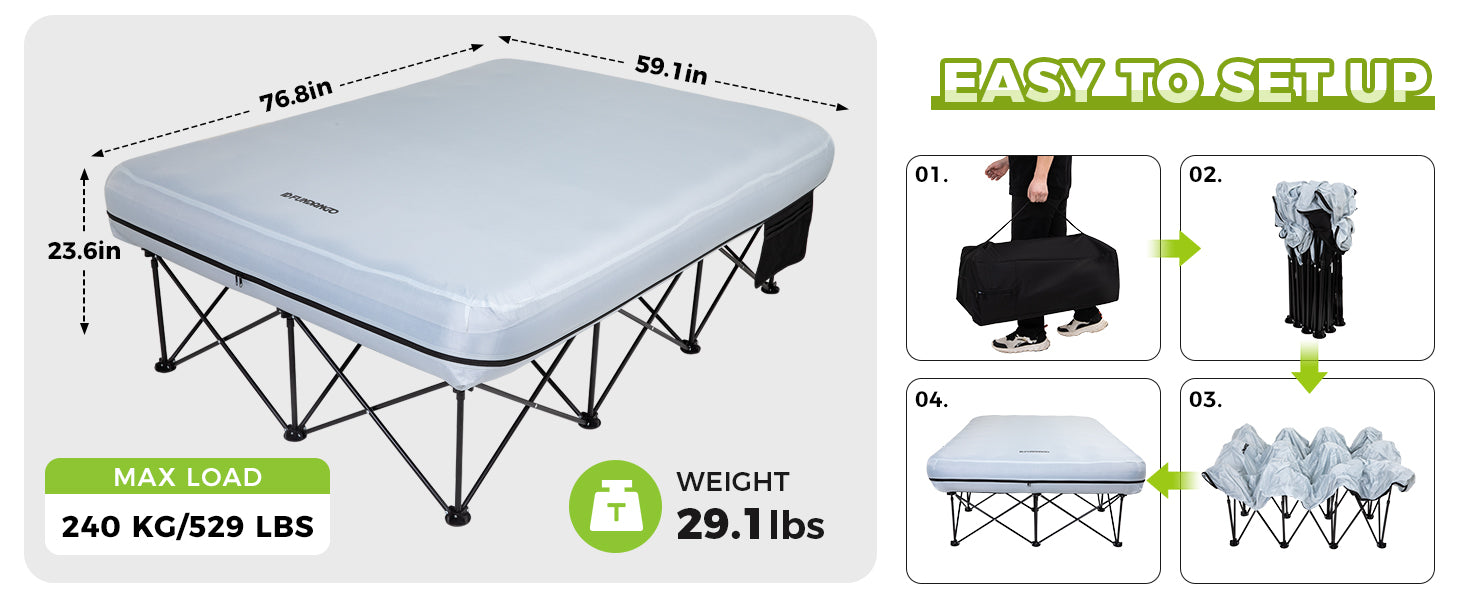 FUNDANGO Queen Air Mattress Camping Cot